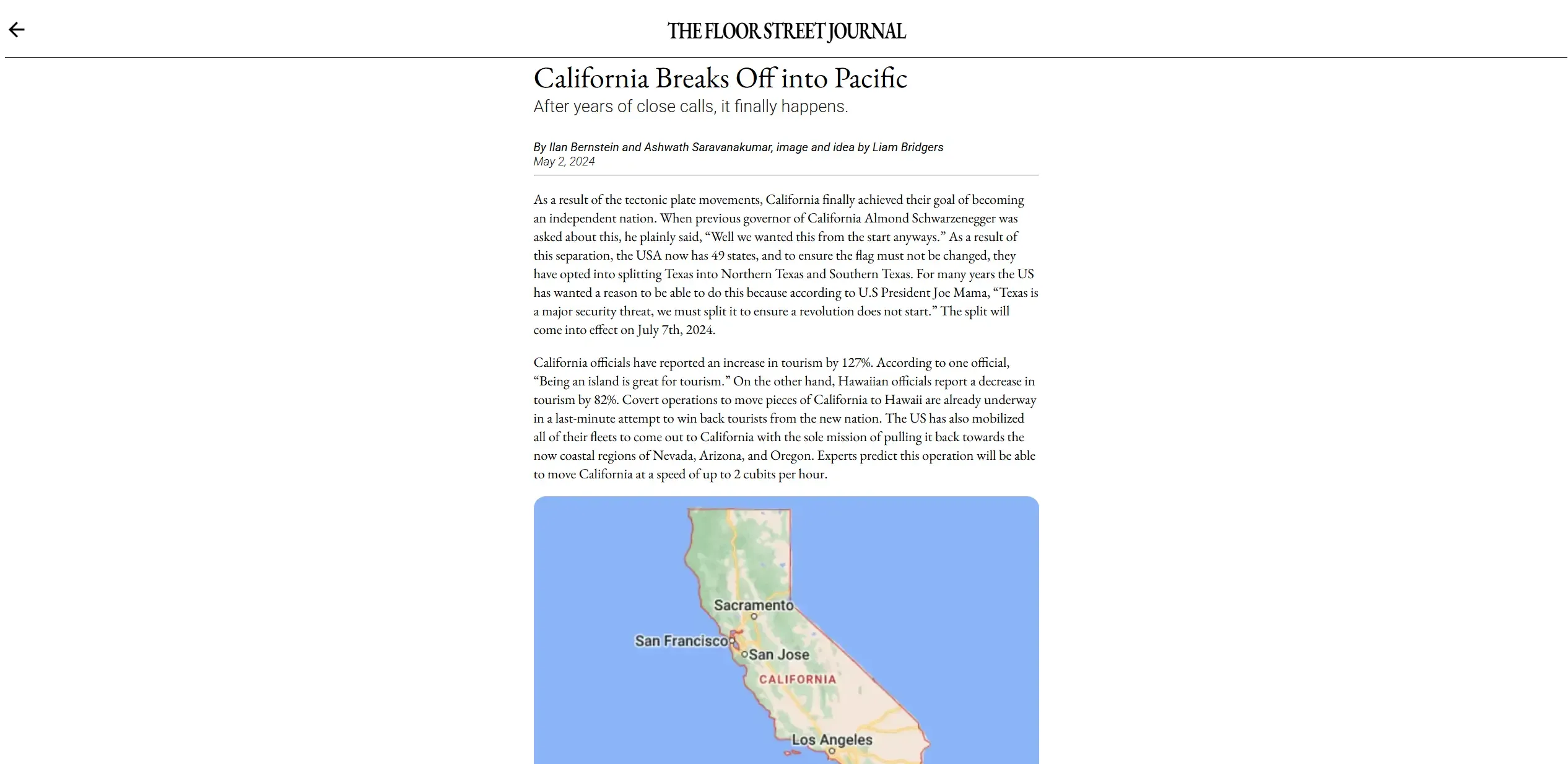 A screenshot of The Floor Street Journal website